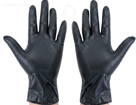 Heavy Duty Thickened Black Orange Purple Diamond Raised Textured Reusable Nitrile Work Gloves